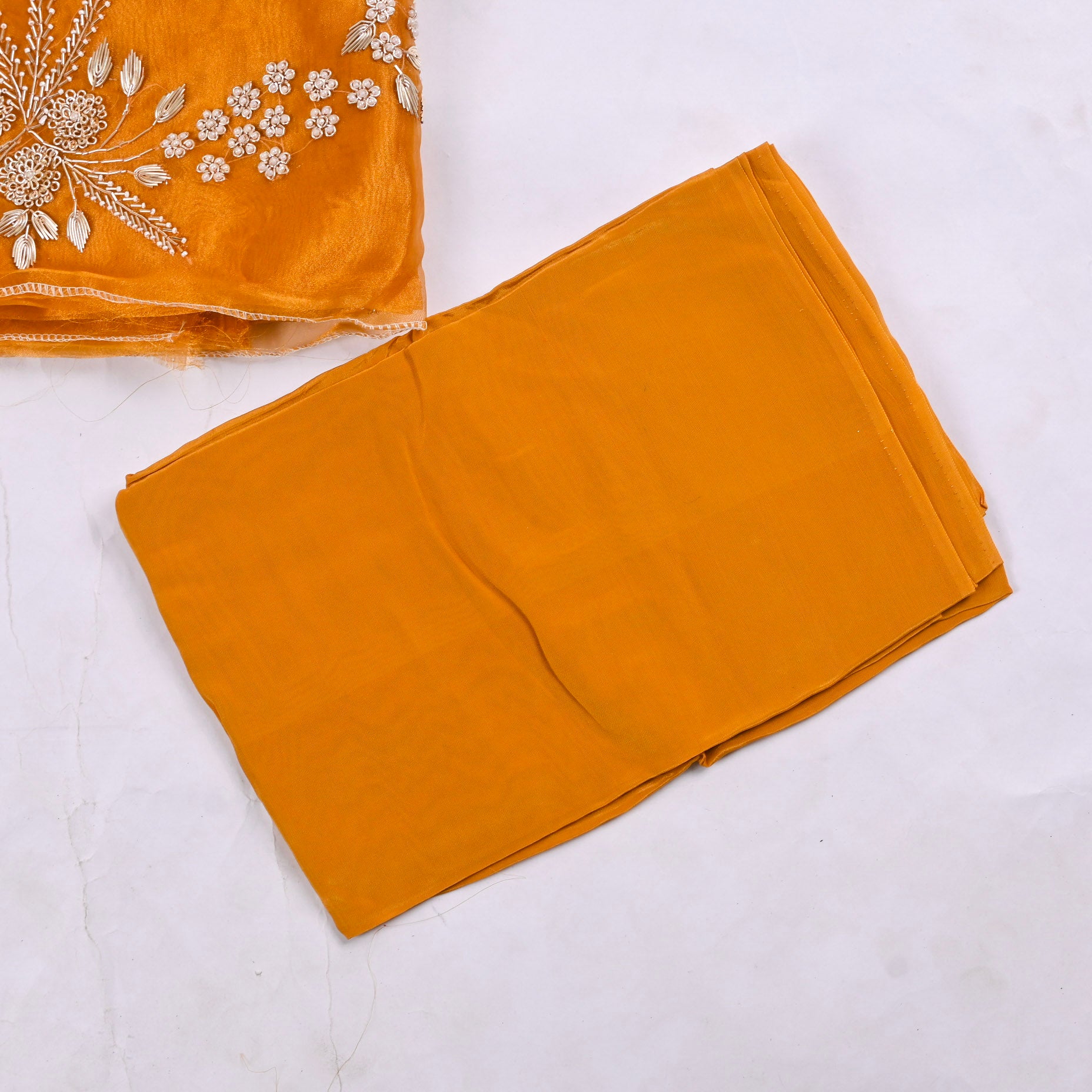 Mustard Glass Shimmer Unstitched Suit