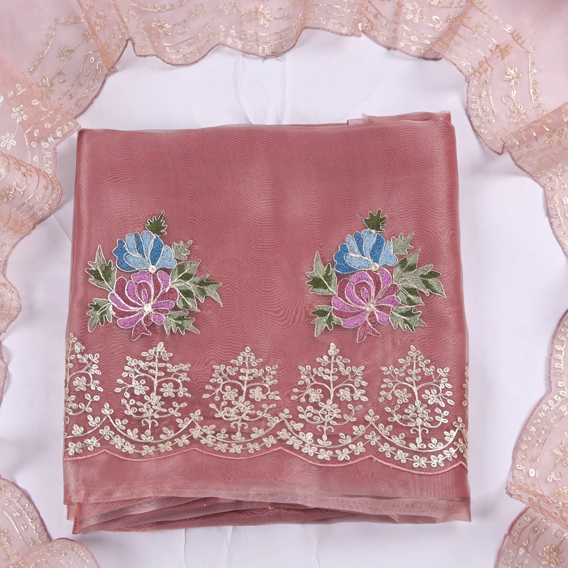 Glass Shimmer Peach Unstitched Suit