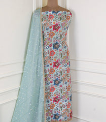Crepe Pista Green Unstitched Suit