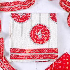 Kora Cotton White Unstitched Suit