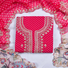 Organza Pink Unstitched Suit