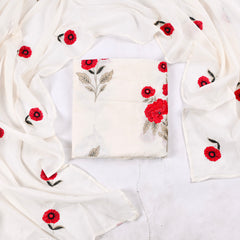 Cotton white Unstitched Suit