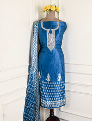 Gavadin Silk Blue Unstitched Suit
