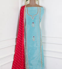 Shimmer Ferozi Unstitched Suit
