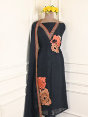 Organza Black Unstitched Suit