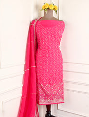 Organza Magenta Unstitched Suit