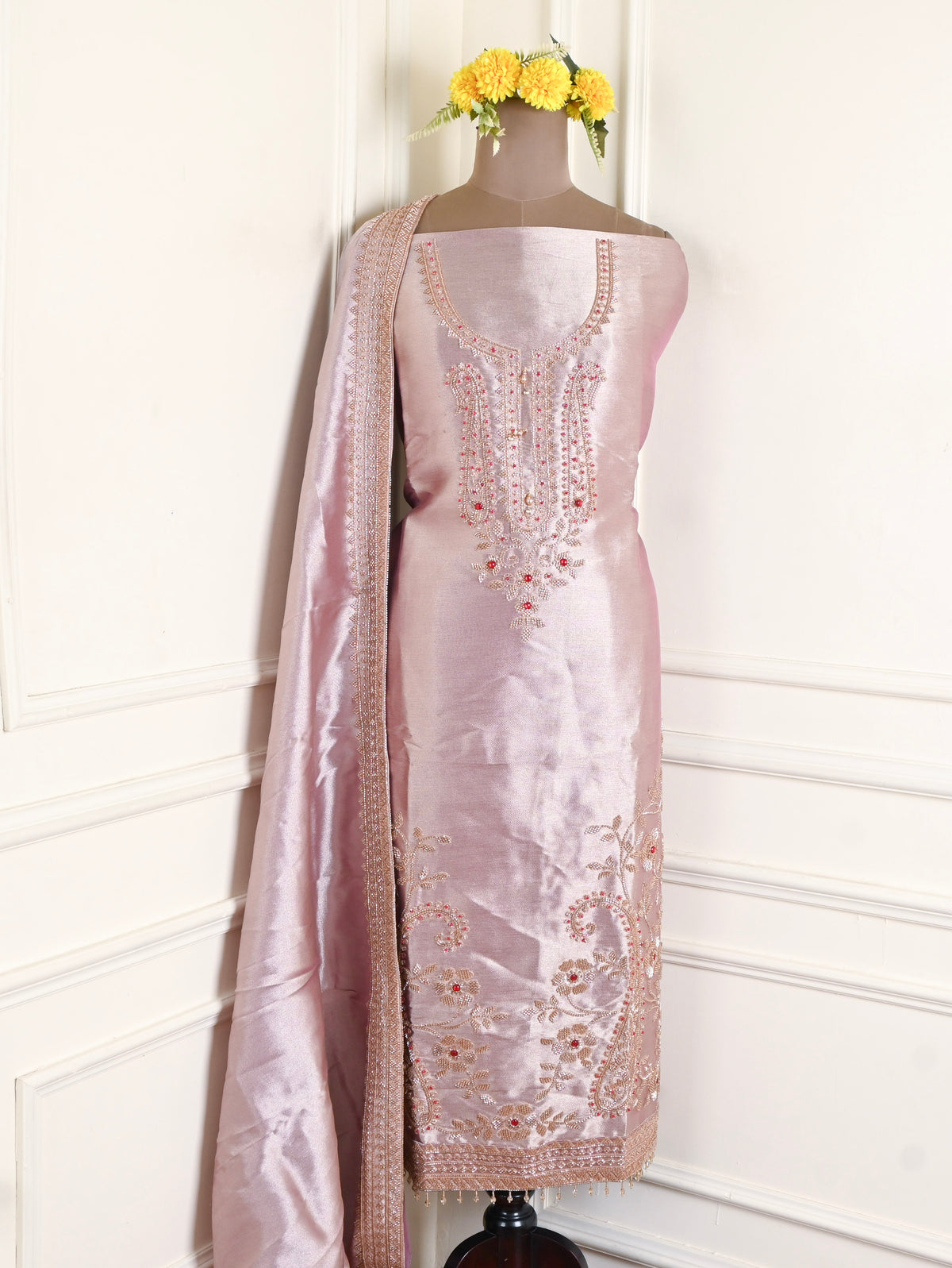 Giraffe Silk Light Pink Unstitched Suit