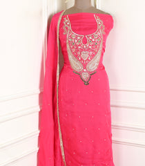 Organza Magenta Unstitched Suit