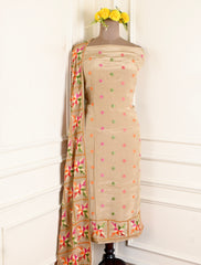 Crepe Beige Unstitched Suit