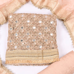 Net Beige Unstitched Suit