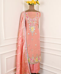Shimmer Peach Unstitched Suit