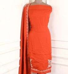Twill Organza Rust Unstitched Suit