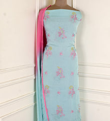 Organza Mint Green Unstitched Suit