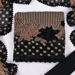 Georgette Black Unstitched Suit