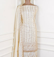 Shimmer Beige Unstitched Suit