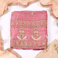 Khadi Onion Pink Unstitched Suit