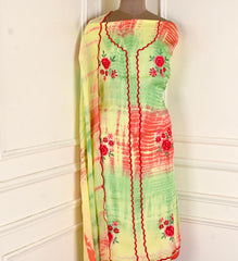 Twill Organza Parrot Unstitched Suit