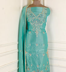 Shimmer Ferozi Unstitched Suit
