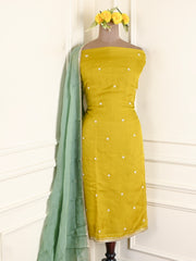 Twill Organza Mehandi Unstitched Suit