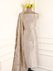 Tissue Shimmer Beige Unstitched Suit