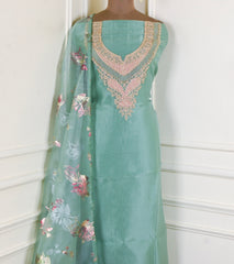Glass Pista Green Unstitched Suit
