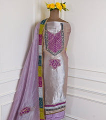 Giraffe Shimmer Lavender Unstitched Suit