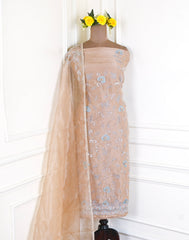 Glass Shimmer Beige Unstitched Suit