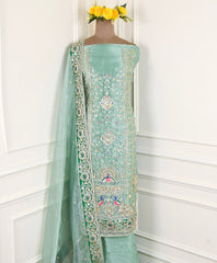 Glass Shimmer Sea Green Unstitched Suit