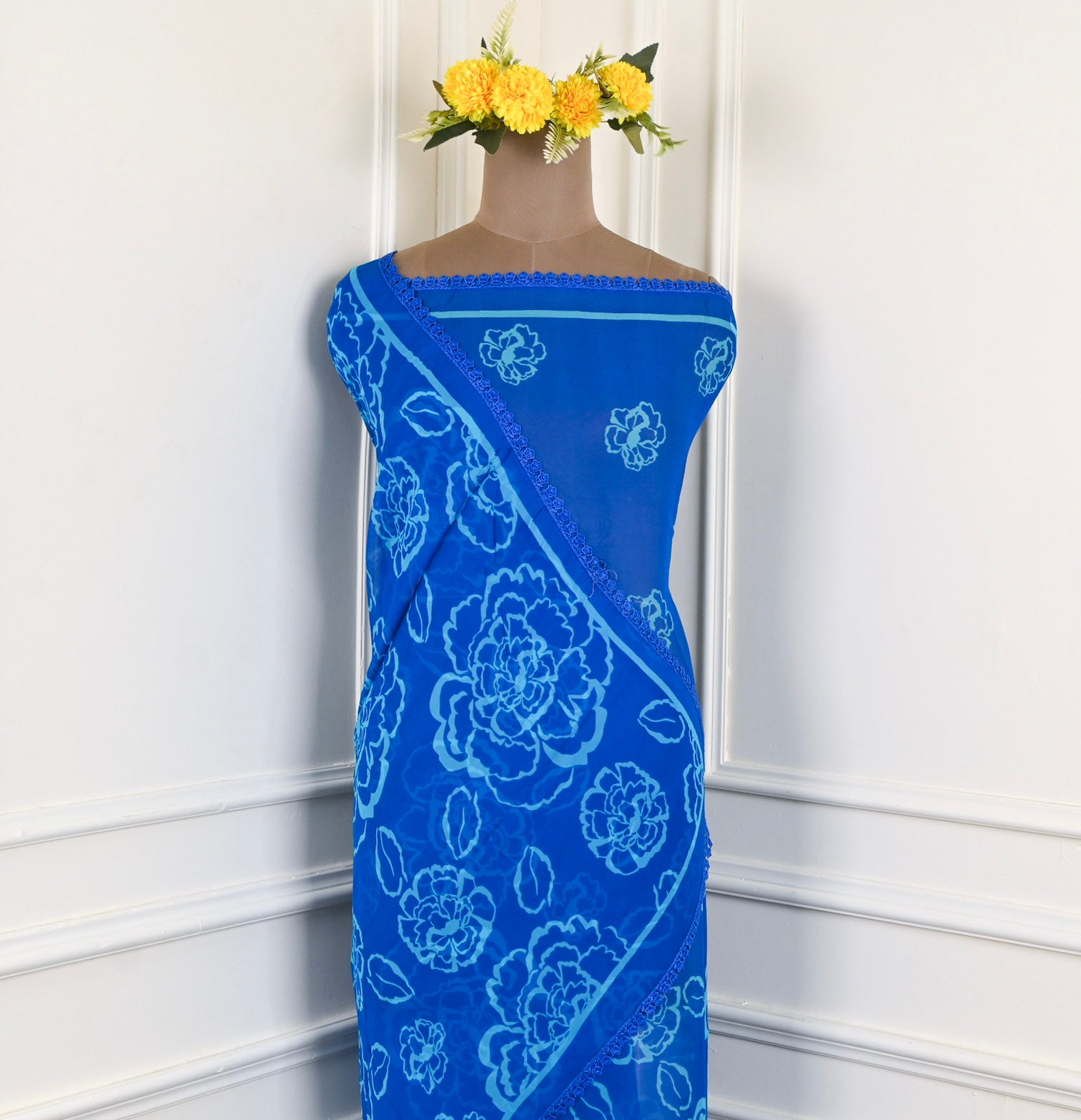Georgette Blue Unstitched Suit