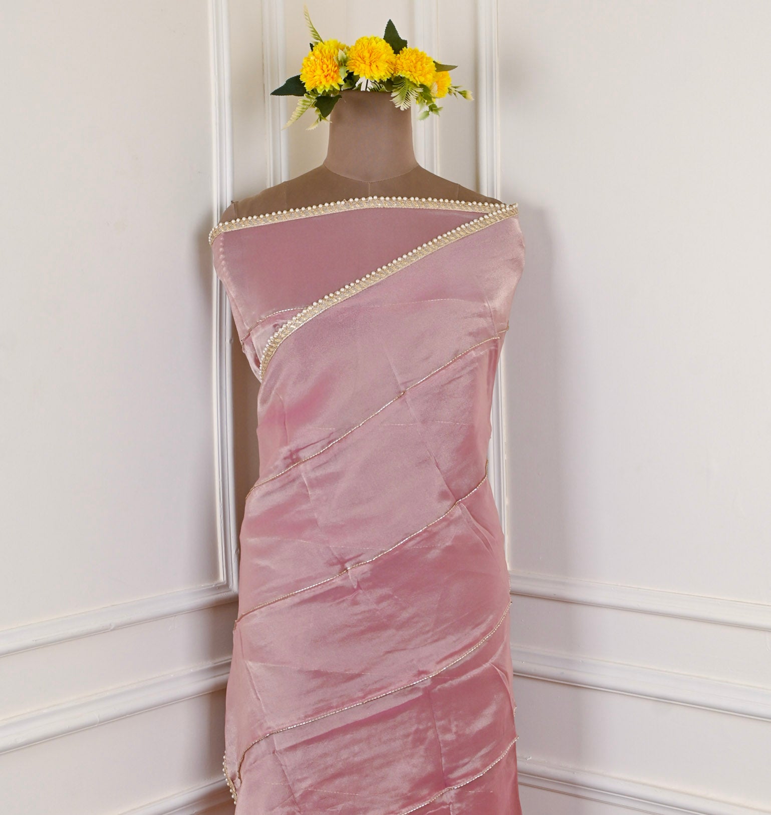 Shimmer Onion Pink Unstitched Suit