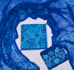 Georgette Blue Unstitched Suit