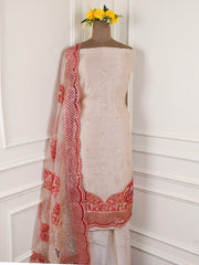 Glass Shimmer Beige Unstitched Suit