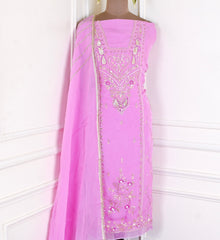 Organza Blush Pink Unstitched Suit