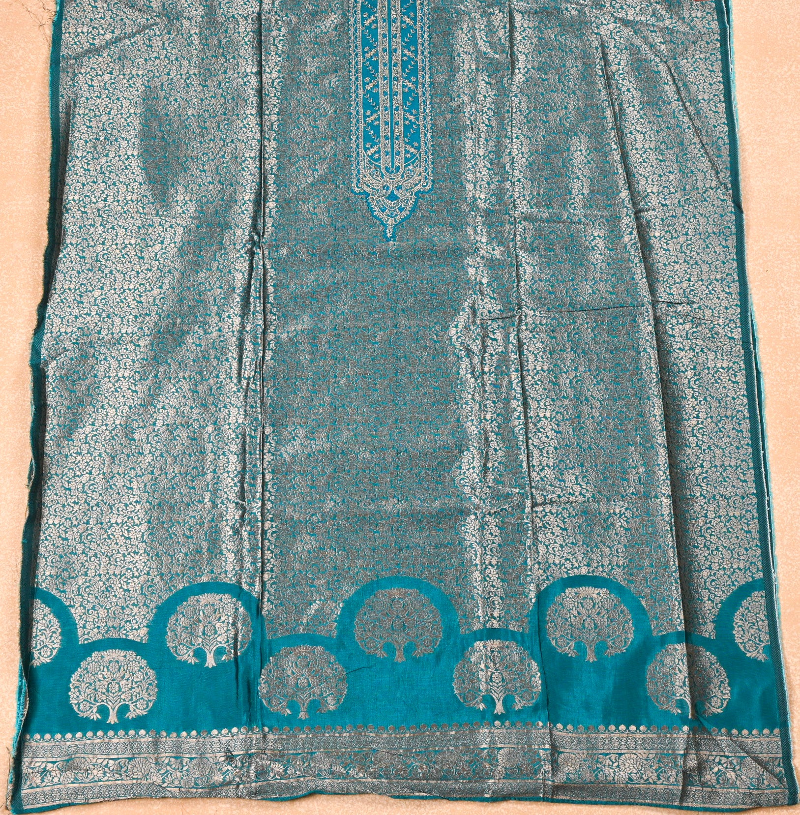 Banarasi Ferozi Unstitched Suit