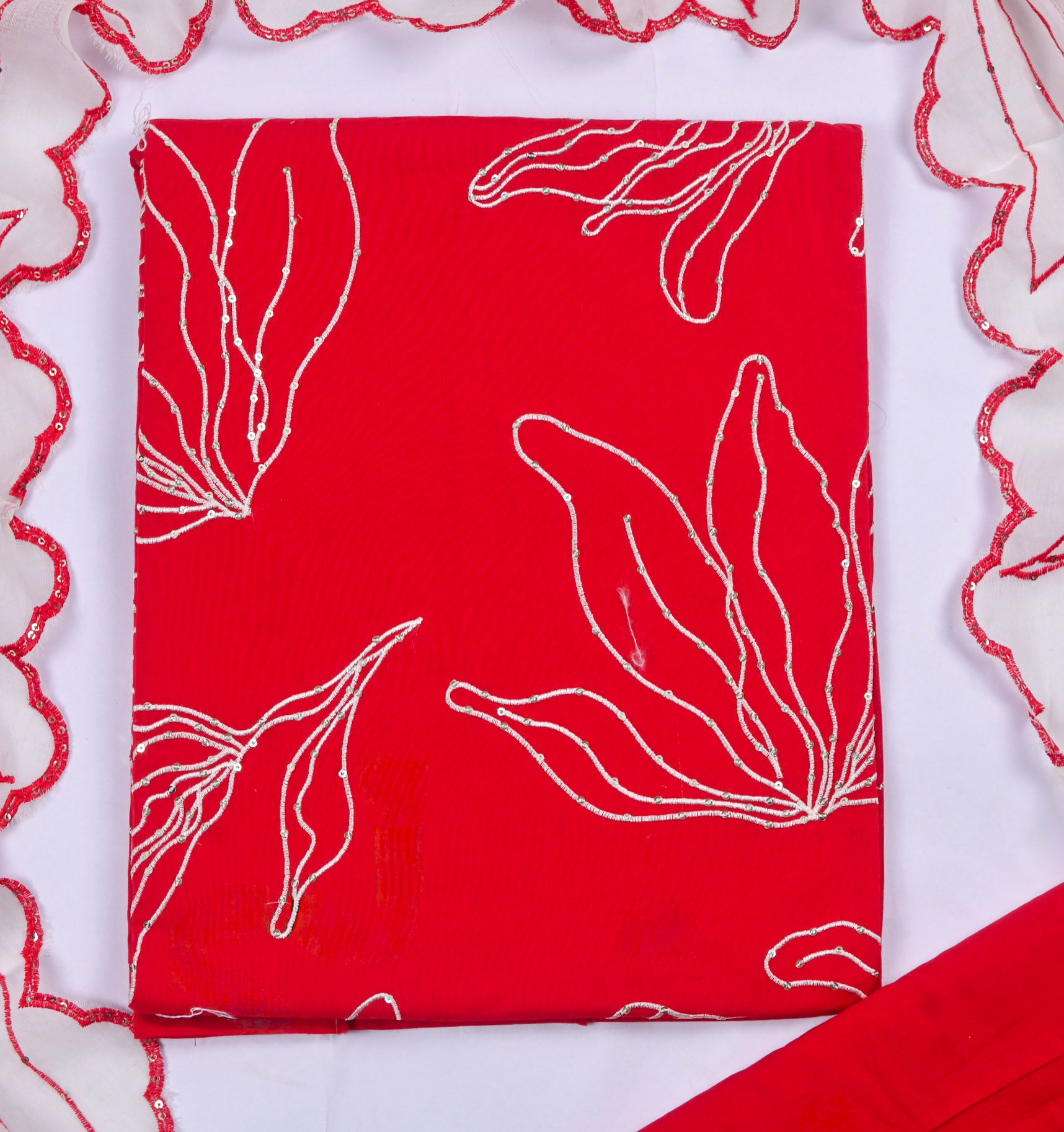 Cotton Red Unstitched Suit