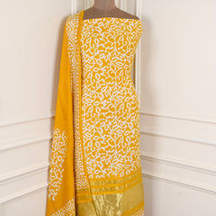 Cotton Yellow Unstitched Suit