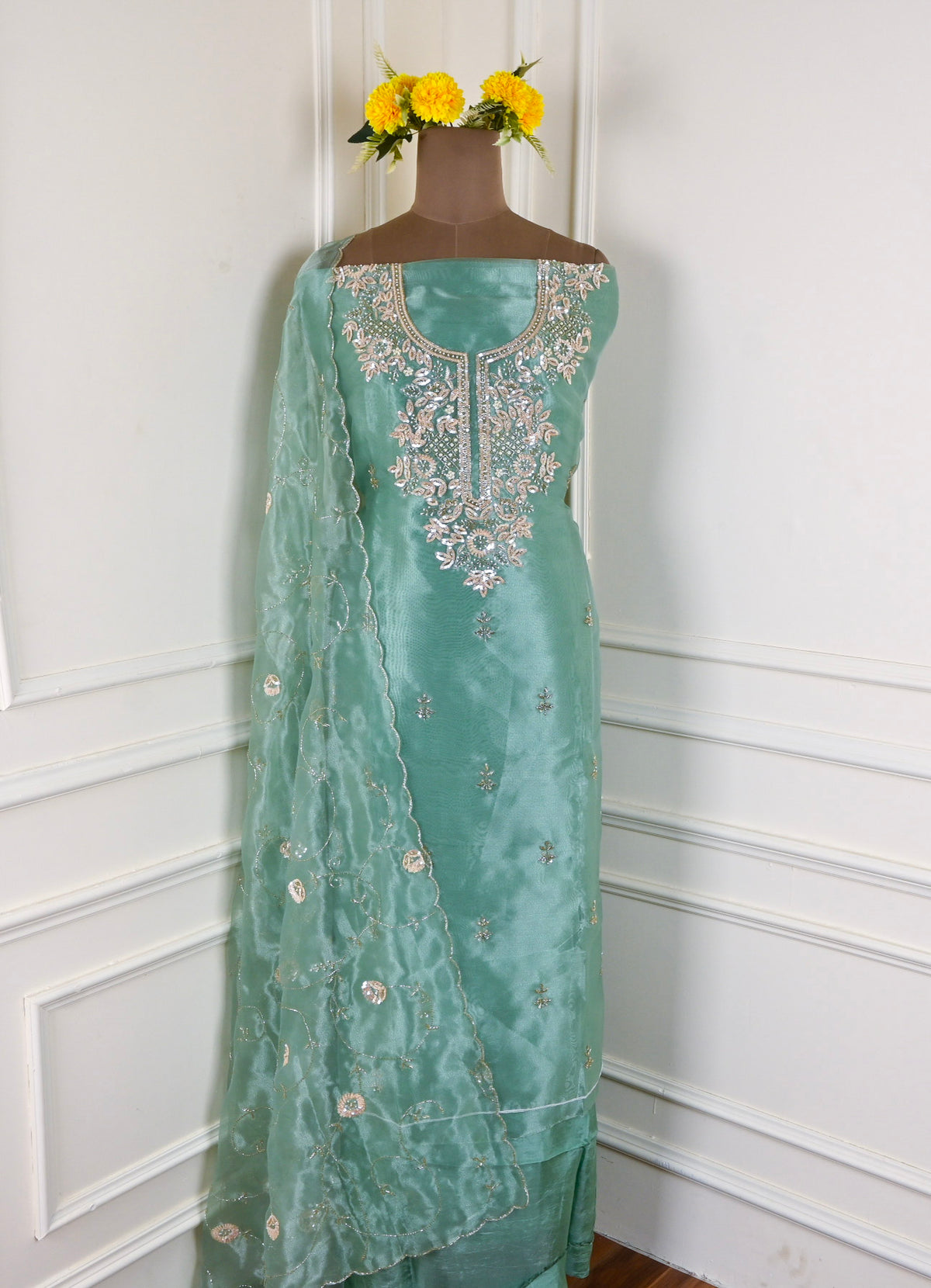 Glass Green Unstitched Suit