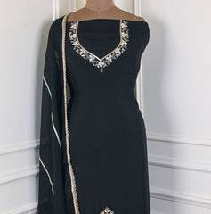 Organza Black Unstitched Suit