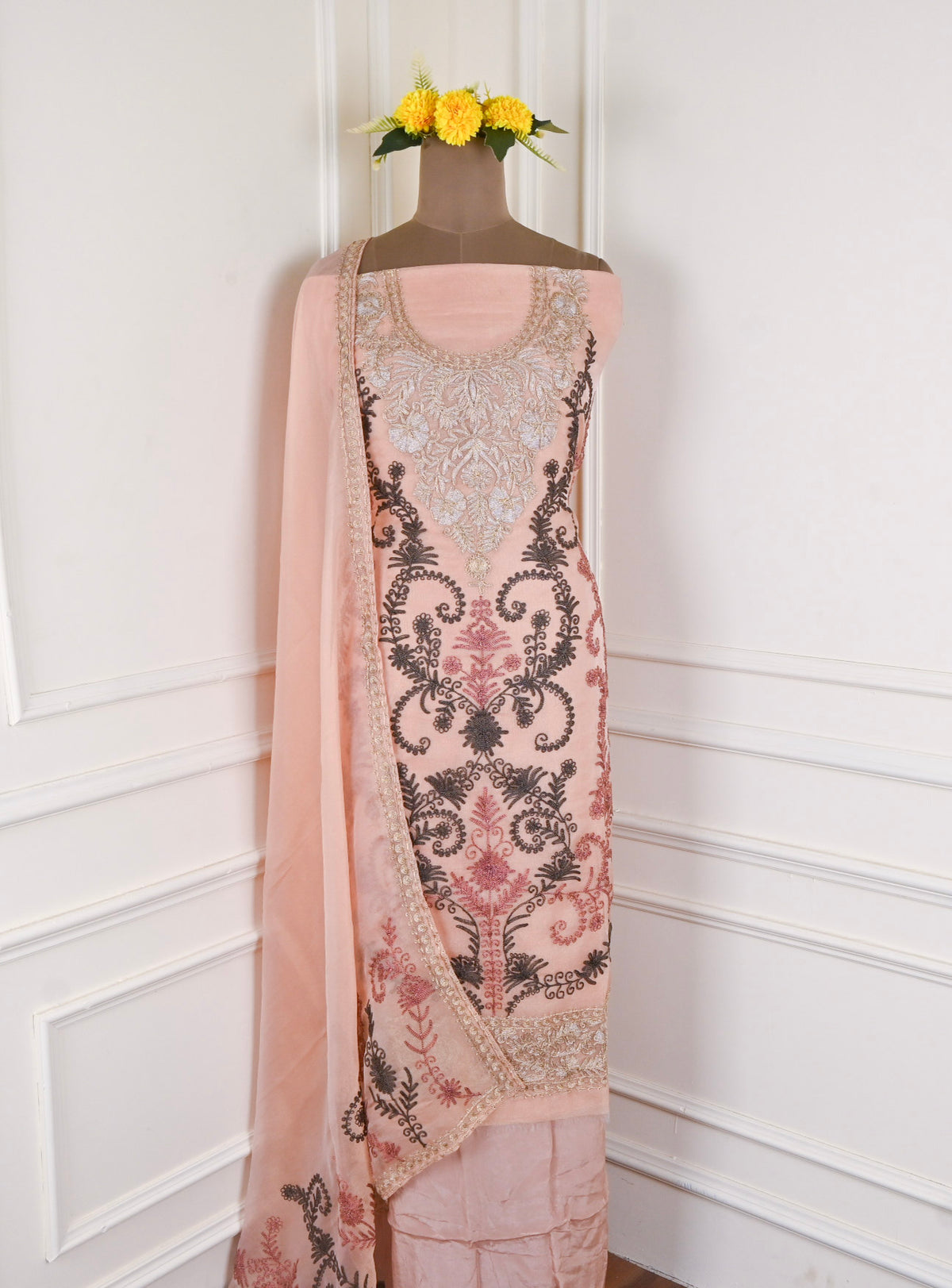 Crush Shimmer Peach Unstitched Suit