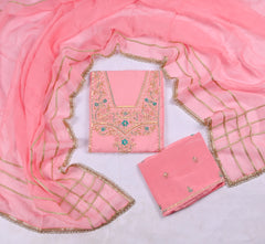 Organza Pink Unstitched Suit