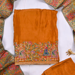 Crepe Silk Rust Unstitched Suit
