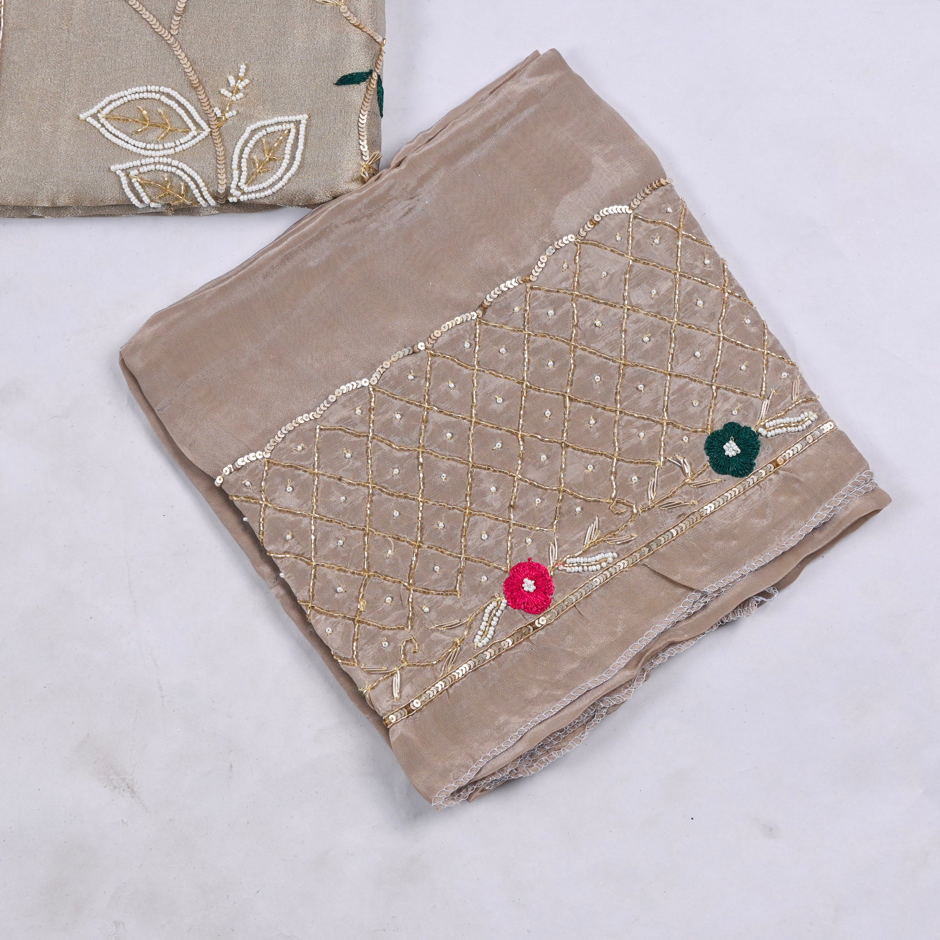Shimmer Beige Unstitched Suit