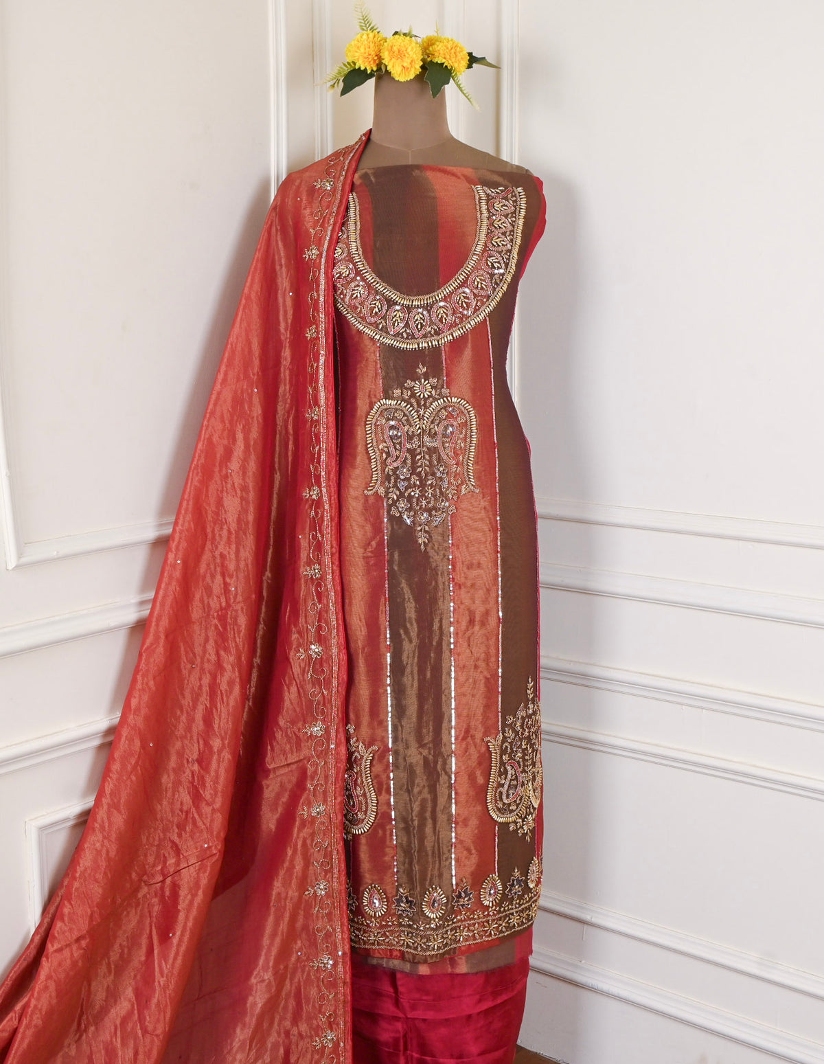 Shimmer Red Unstitched Suit