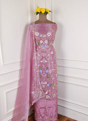 Glass Shimmer Onion Pink Unstitched Suit