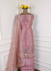 Glass Shimmer Peach Unstitched Suit