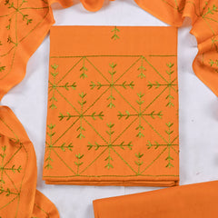 Cotton Yellow Mustard Phulkari Suit