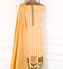 Mul Chanderi Cotton Yellow Unstitched Suit