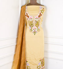 Mul Cotton Yellow Unstitched Suit