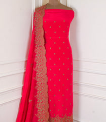 Crepe Pink Unstitched Suit