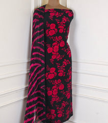 Crepe Black & Red Unstitched Suit